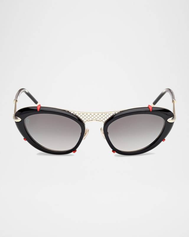 Miss Z Spiked Oval Acetate Sunglasses